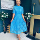 Ciava Crochet Detail Occasion Dress Blue