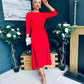 Catherine Pearl Embellished Occasion Dress Red