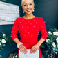 Catherine Pearl Embellished Occasion Dress Red