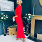 Catherine Pearl Embellished Occasion Dress Red