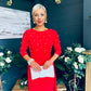 Catherine Pearl Embellished Occasion Dress Red