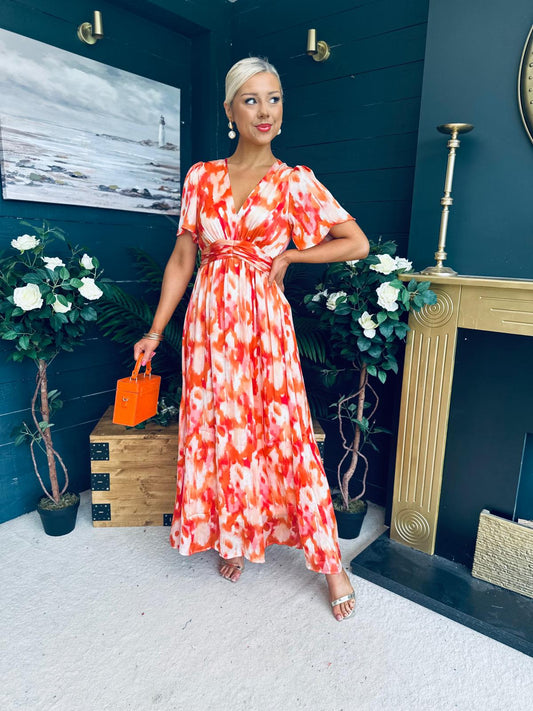 Geri Banded Midi Dress Amber