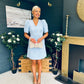 Alva Puff Sleeve Mini Dress Blue
