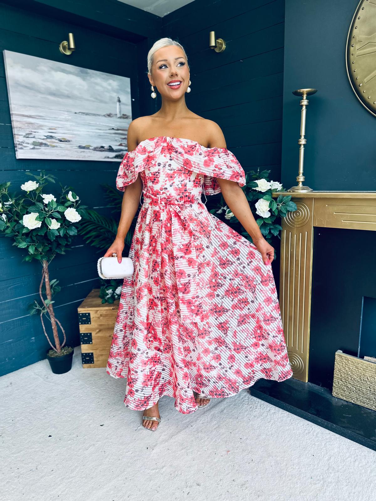 Samantha Bardot Occasion Dress Rouge