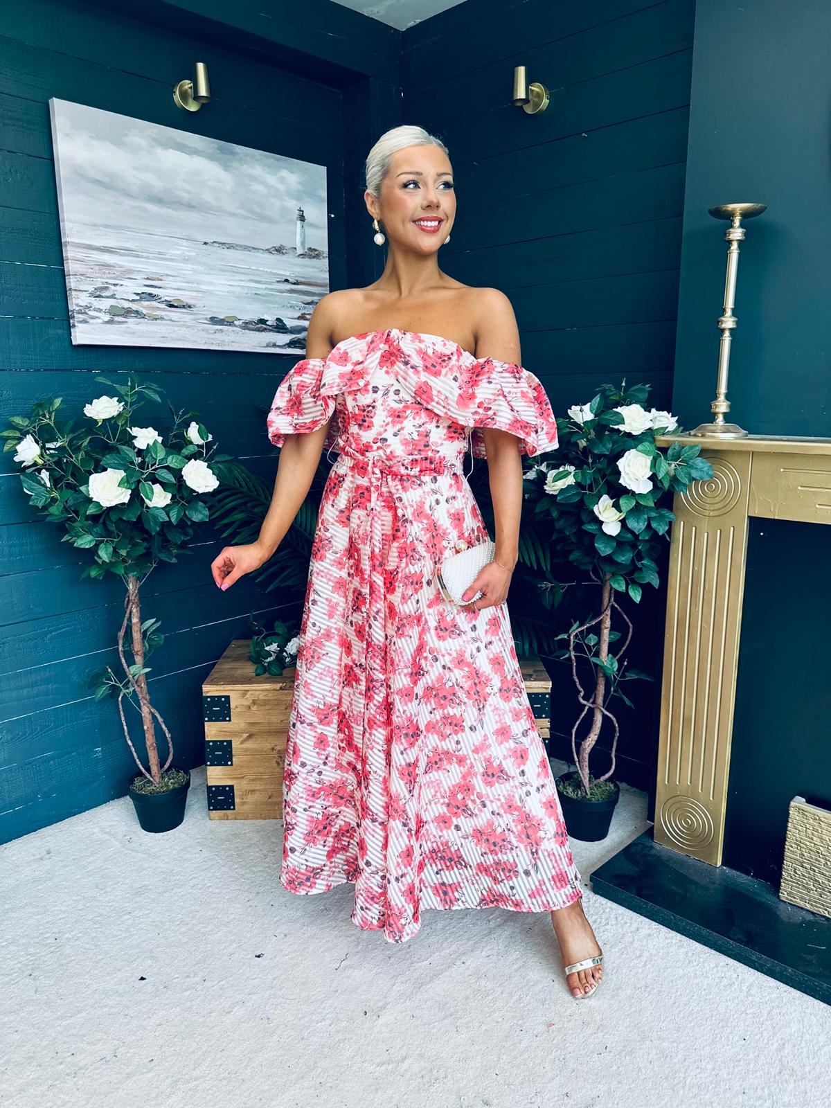 Samantha Bardot Occasion Dress Rouge