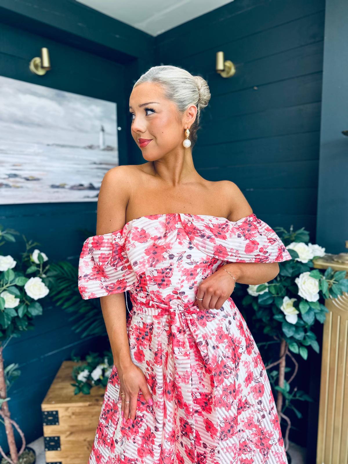 Samantha Bardot Occasion Dress Rouge