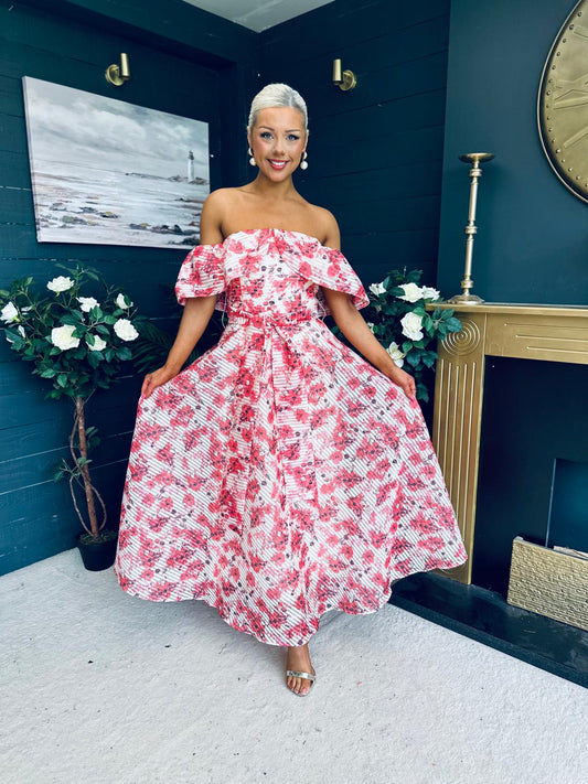 Samantha Bardot Occasion Dress Rouge