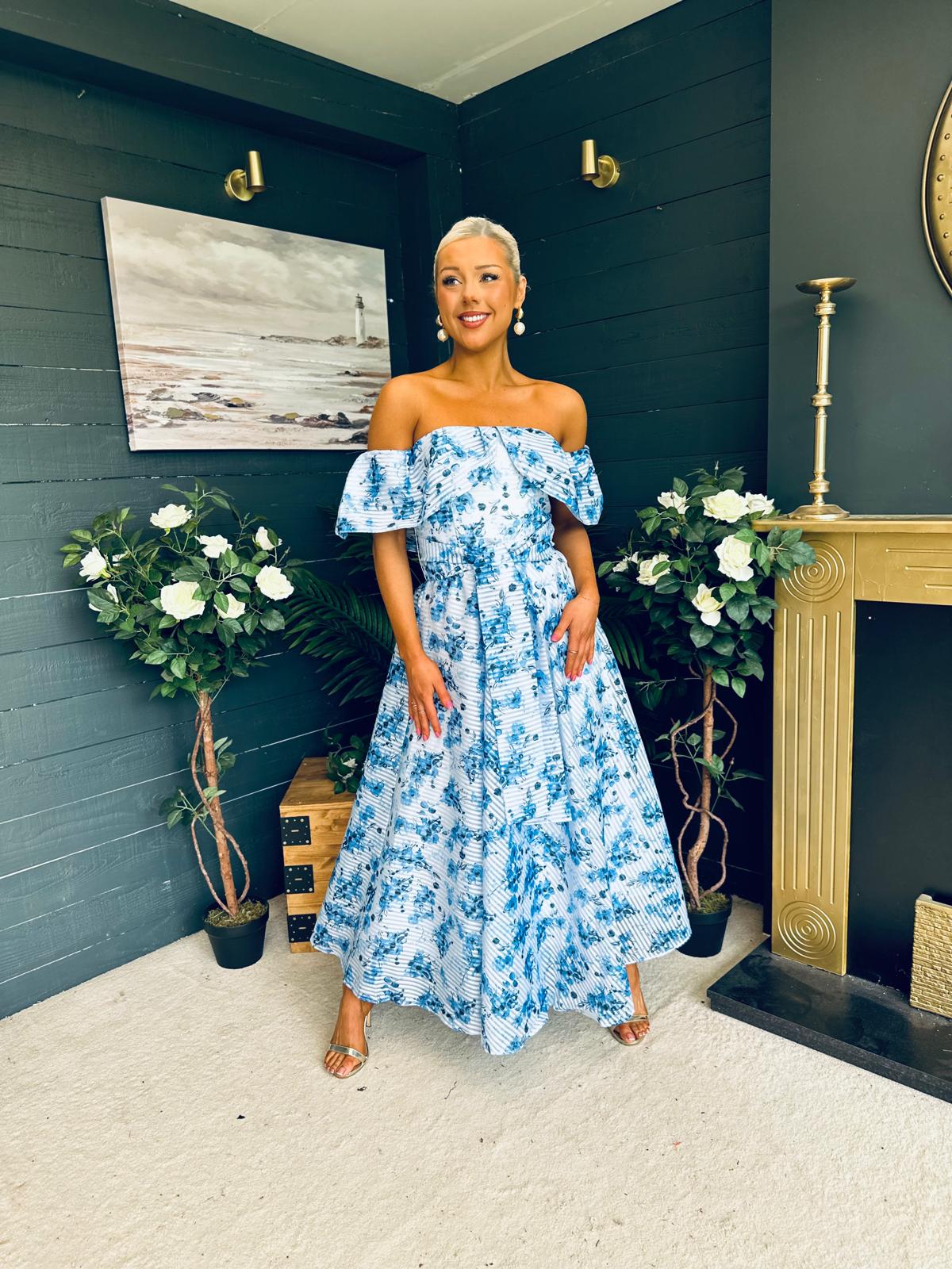 Samantha Bardot Occasion Dress Blue