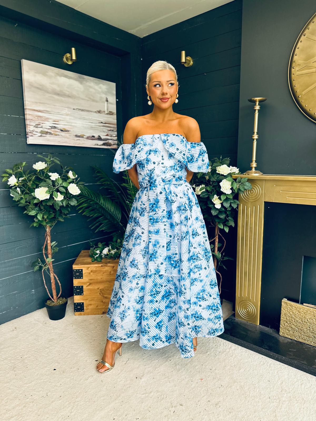 Samantha Bardot Occasion Dress Blue