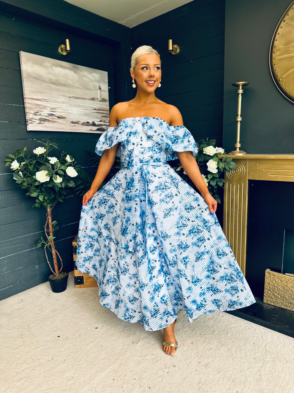 Samantha Bardot Occasion Dress Blue
