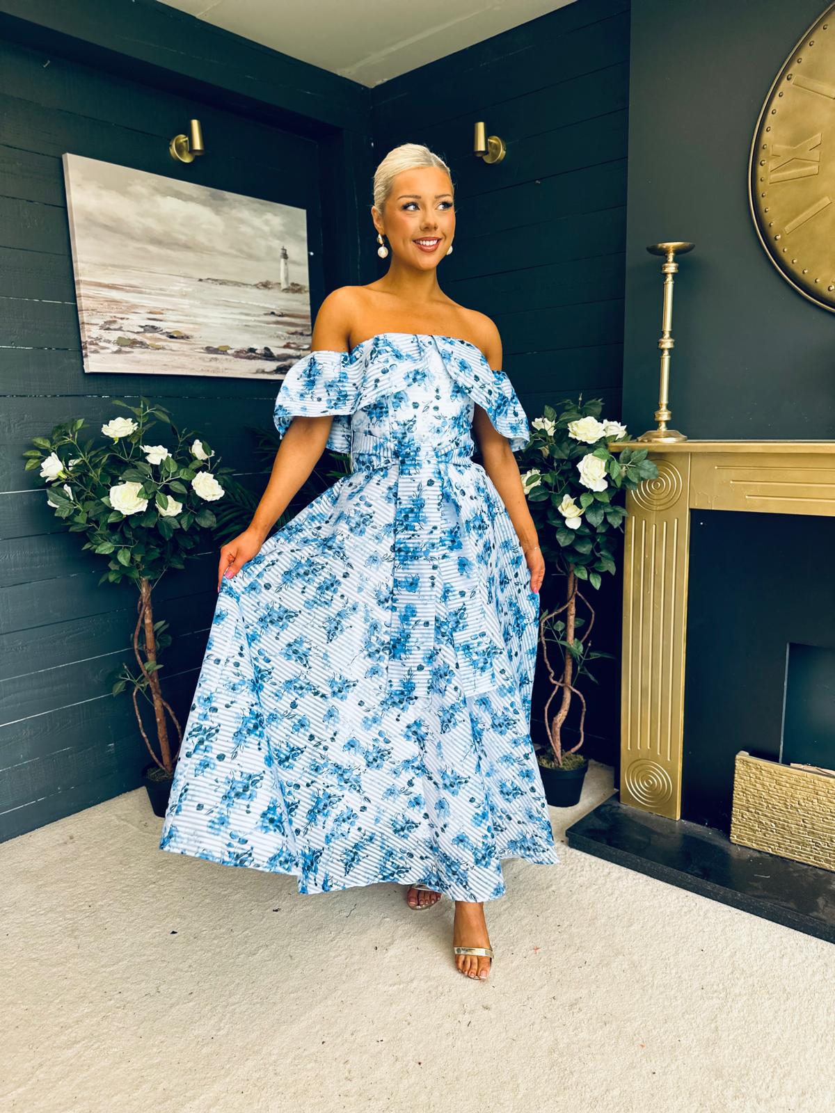 Samantha Bardot Occasion Dress Blue