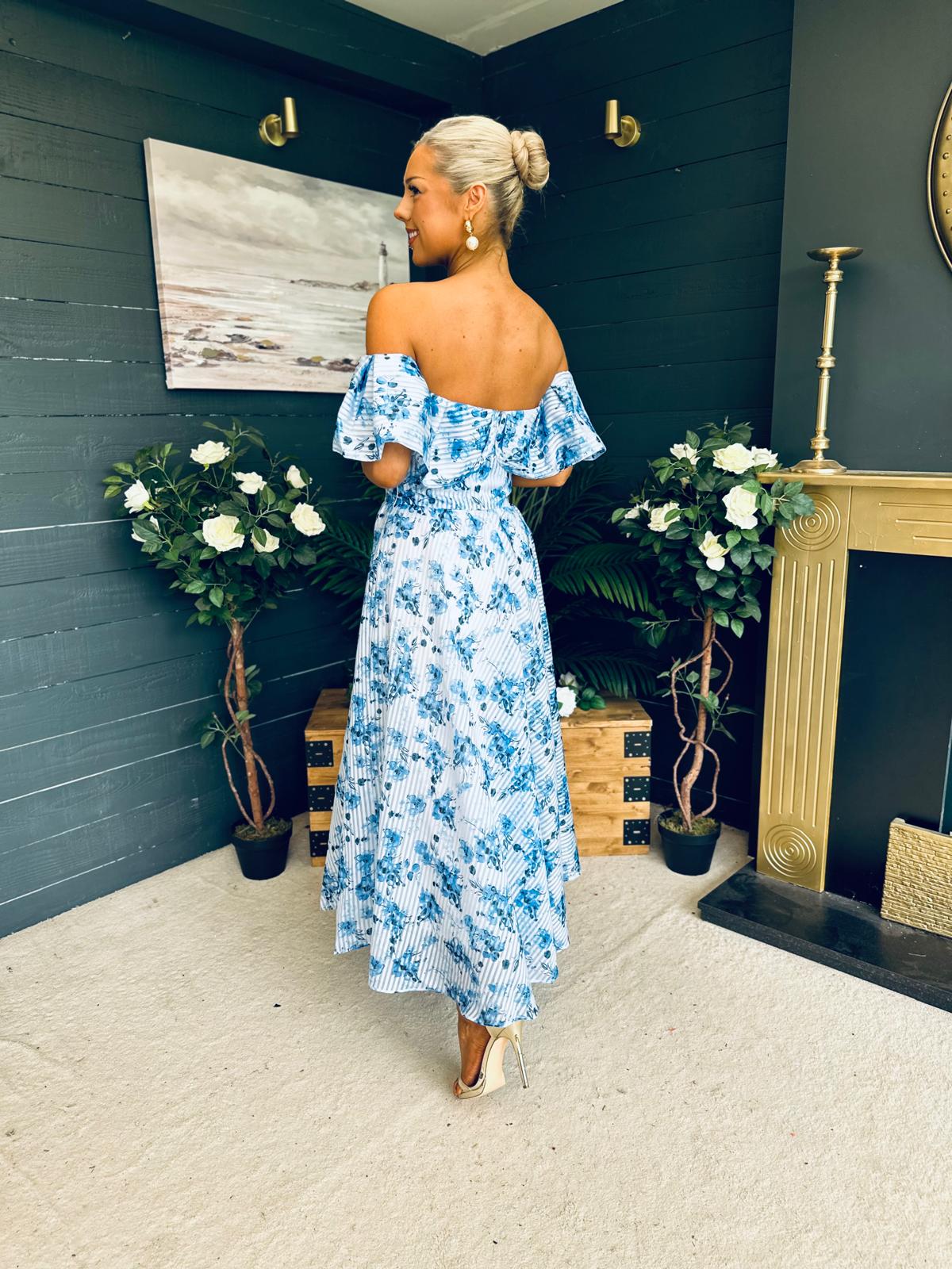 Samantha Bardot Occasion Dress Blue