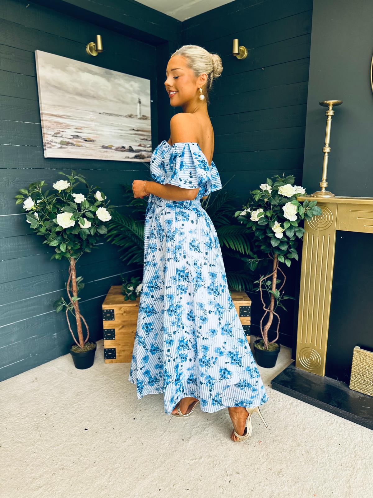 Samantha Bardot Occasion Dress Blue