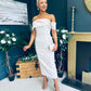 Miah Bardot Occasion Dress Beige