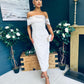 Miah Bardot Occasion Dress Beige