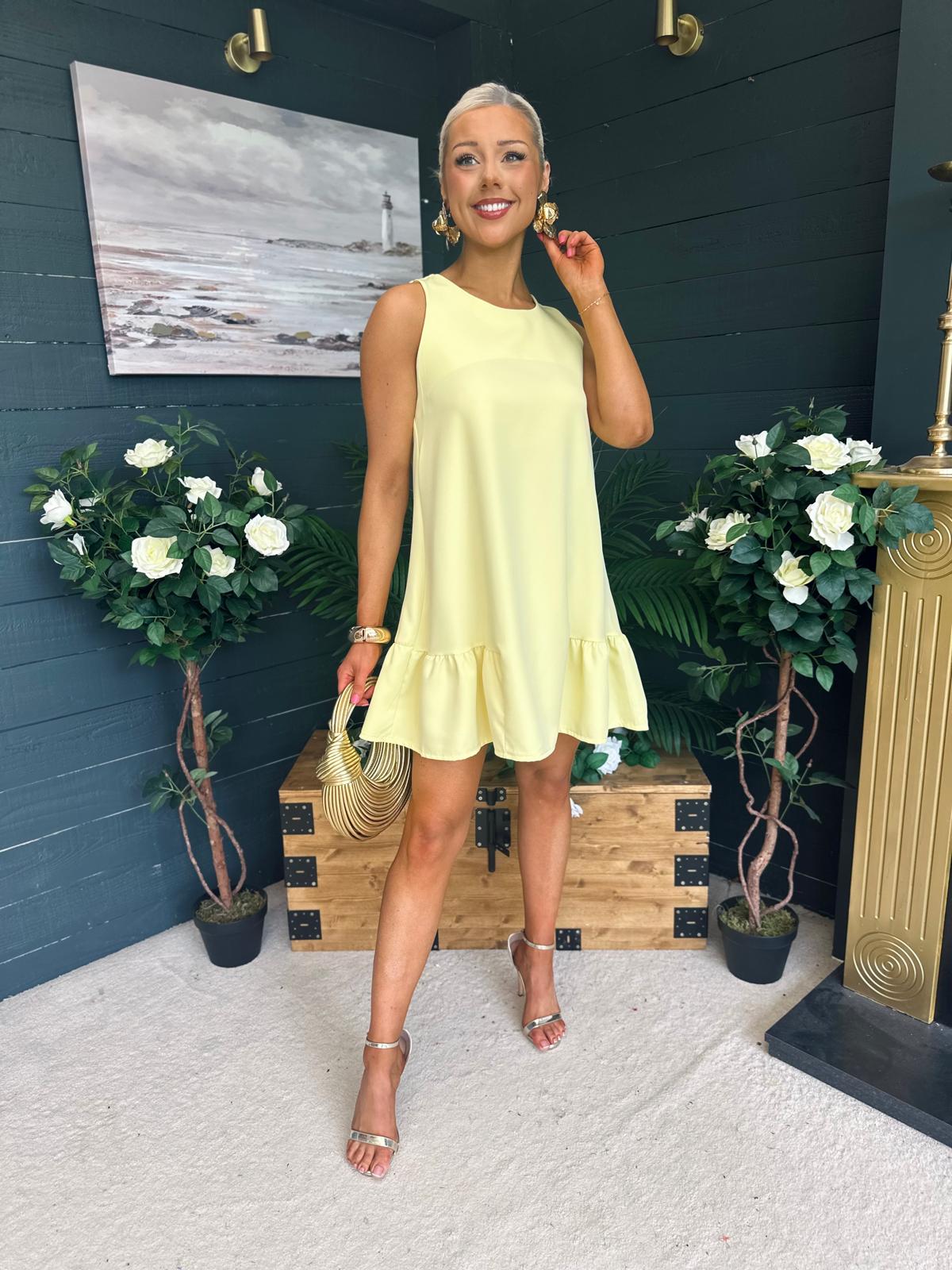 Kiera Detailed Mini Dress Yellow