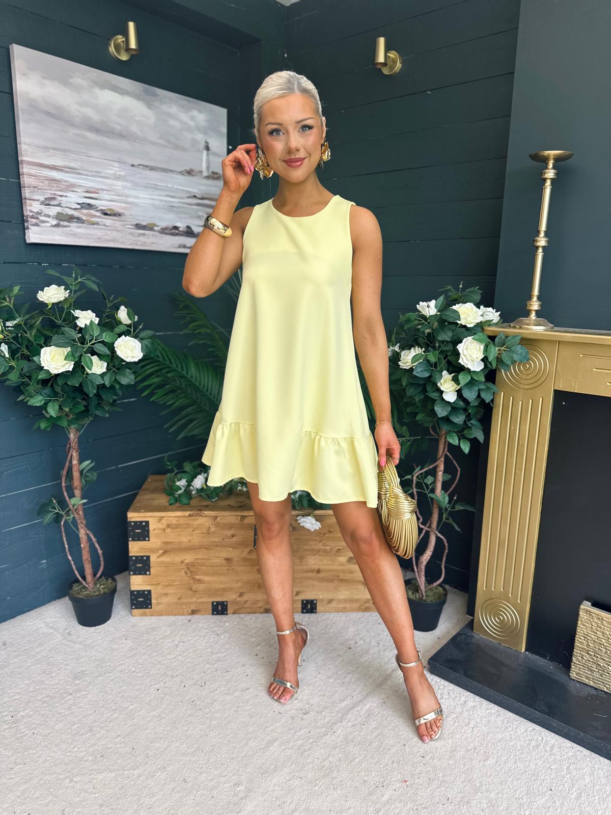 Kiera Detailed Mini Dress Yellow