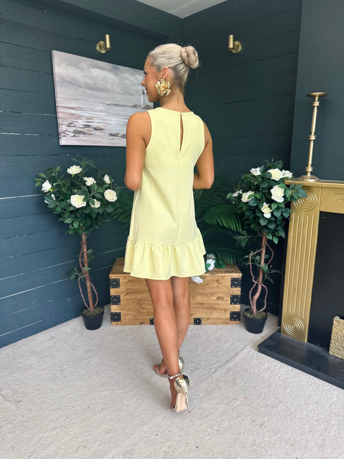 Kiera Detailed Mini Dress Yellow