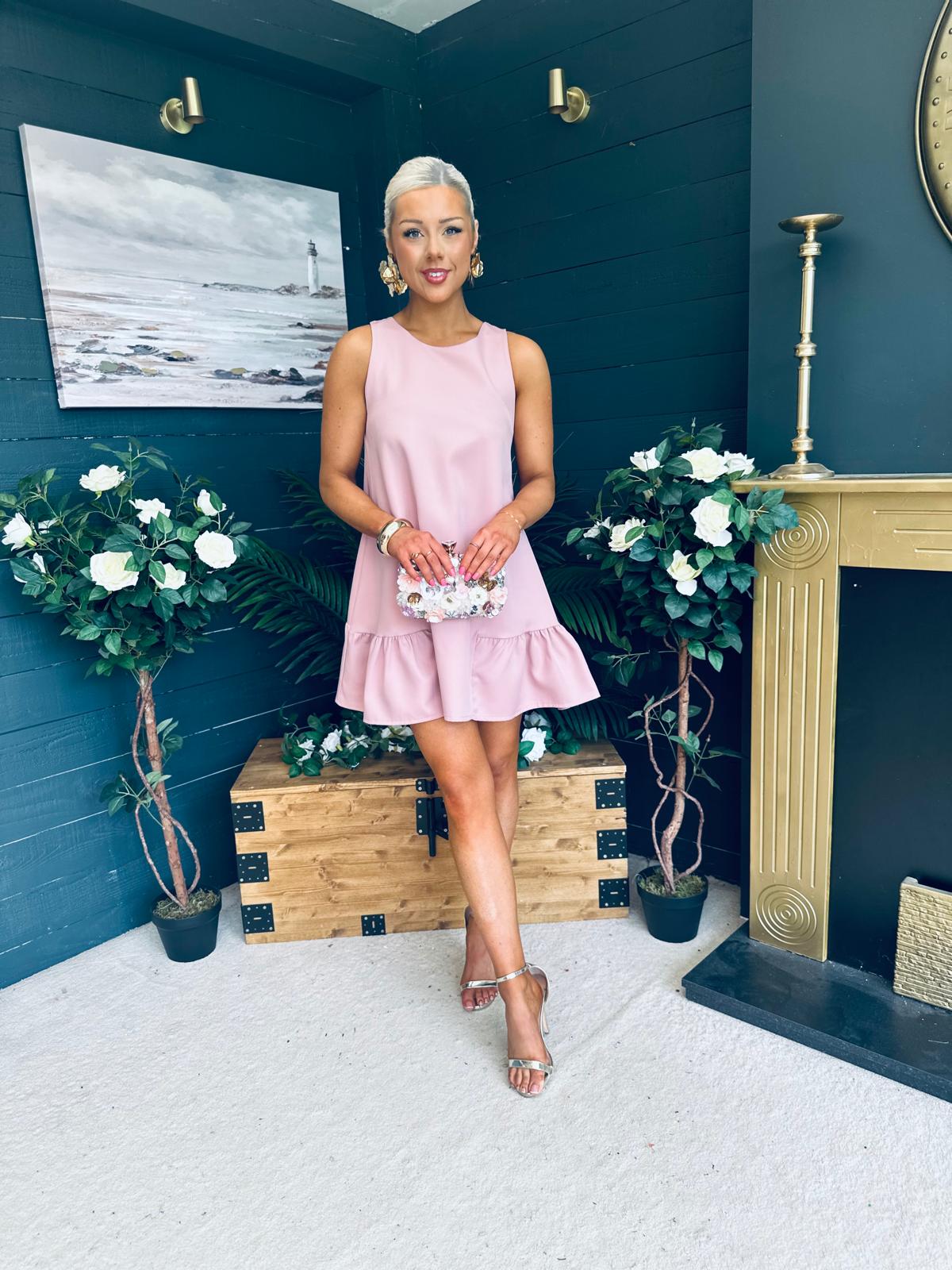 Kiera Detailed Mini Dress Blush