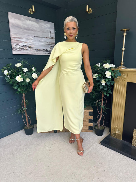 Hudson Cape Detail Occasion Dress Yellow