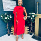Hudson Cape Detail Occasion Dress Red