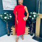 Hudson Cape Detail Occasion Dress Red
