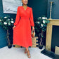 Blaire Banded Midi Dress Orange