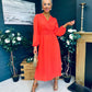 Blaire Banded Midi Dress Orange