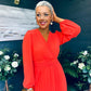 Blaire Banded Midi Dress Orange