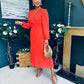 Blaire Banded Midi Dress Orange
