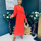 Blaire Banded Midi Dress Orange