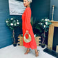 Blaire Banded Midi Dress Orange