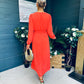 Blaire Banded Midi Dress Orange