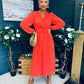 Blaire Banded Midi Dress Orange