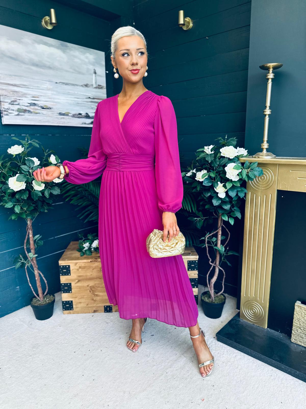Blaire Banded Midi Dress Berry Pre Order Arriving 10 May