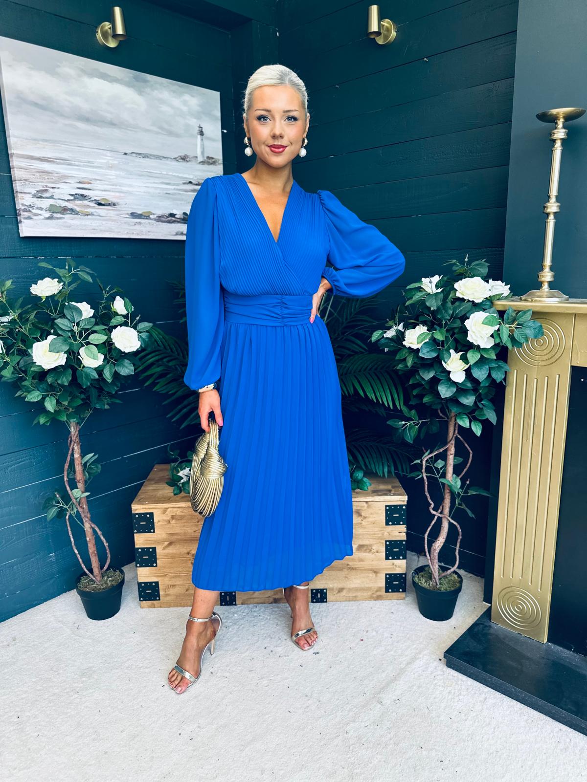 Blaire Banded Midi Dress Cobalt