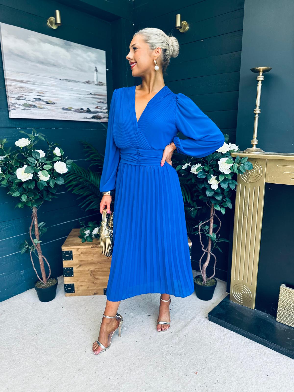 Blaire Banded Midi Dress Cobalt