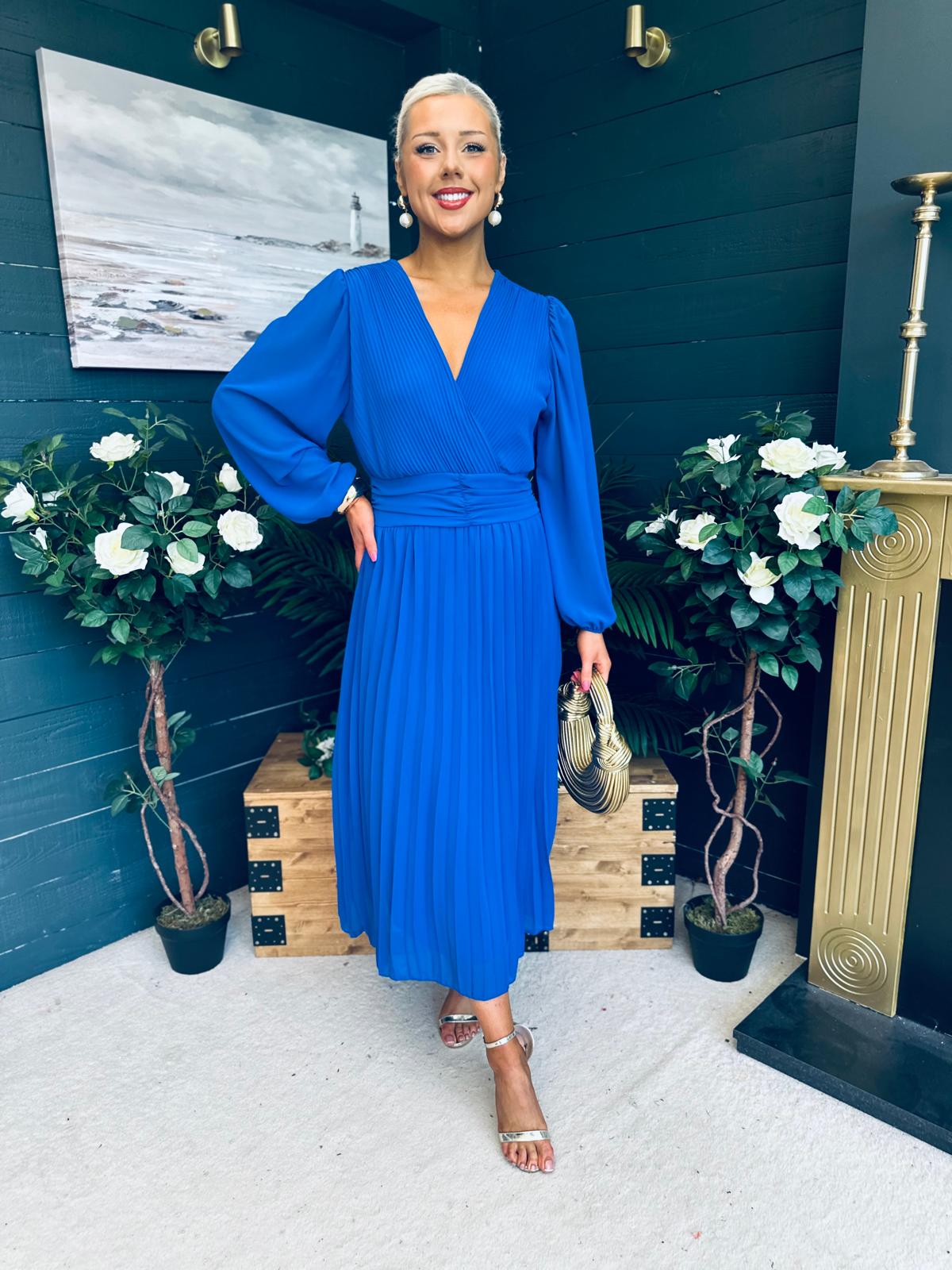 Blaire Banded Midi Dress Cobalt