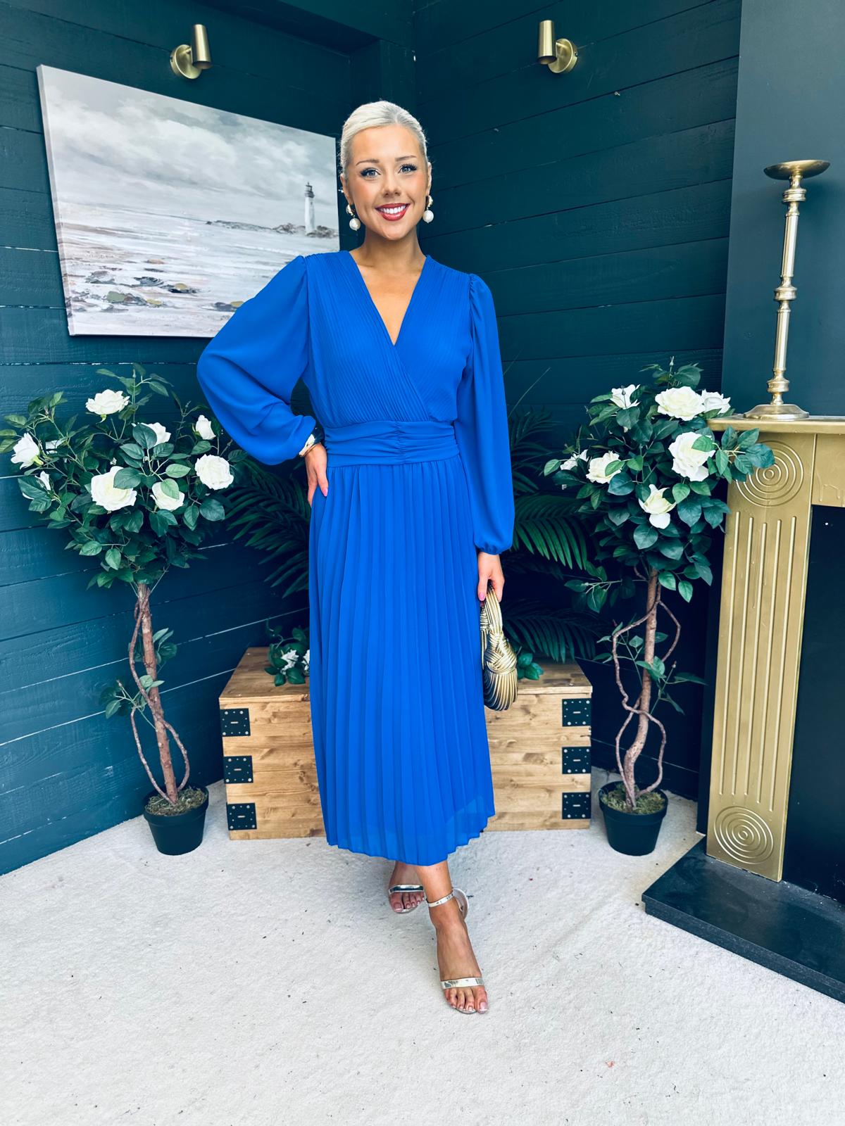 Blaire Banded Midi Dress Cobalt