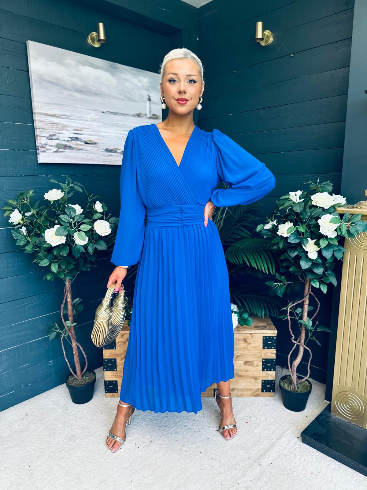 Blaire Banded Midi Dress Cobalt