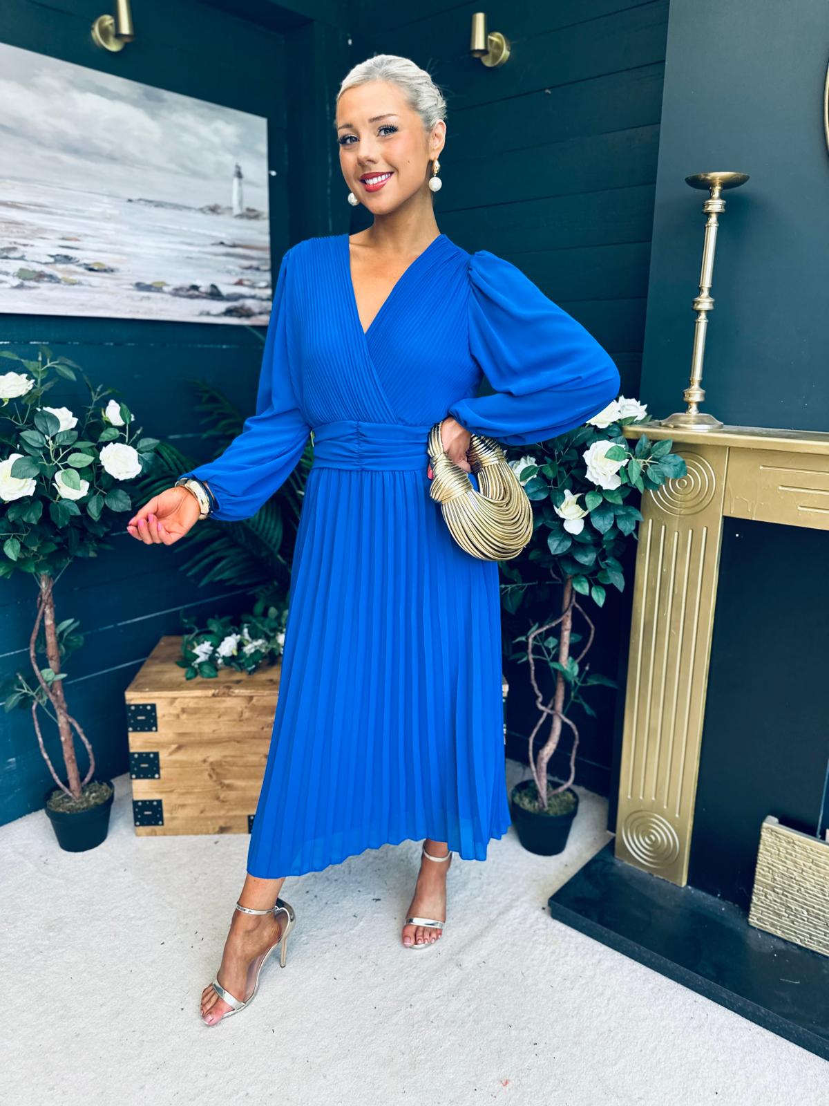 Blaire Banded Midi Dress Cobalt