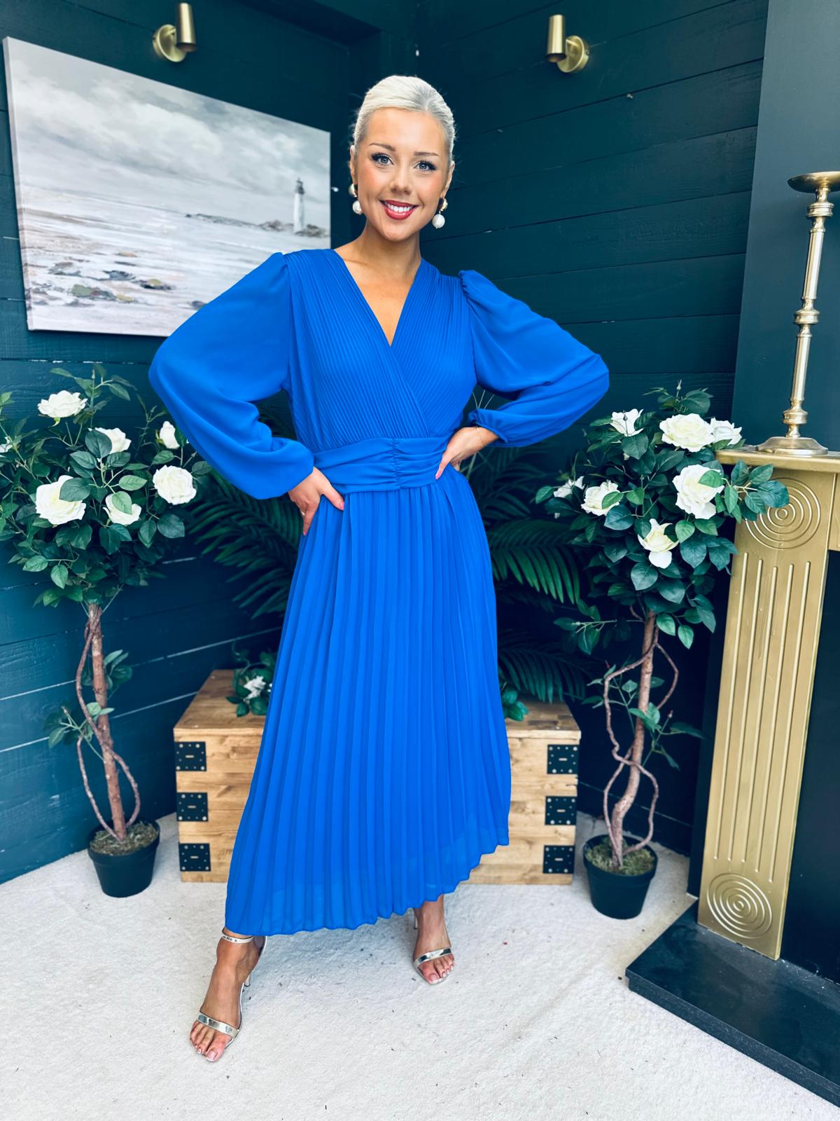 Blaire Banded Midi Dress Cobalt