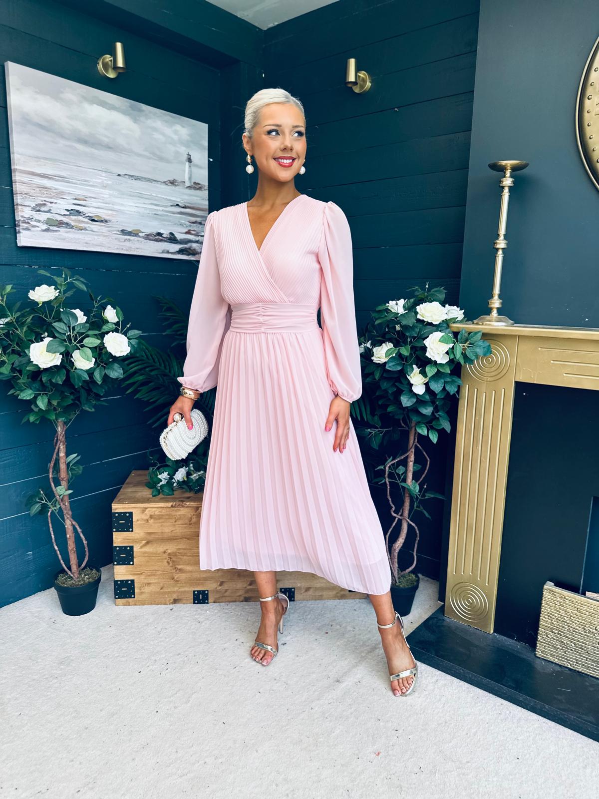 Blaire Banded Midi Dress Baby Pink