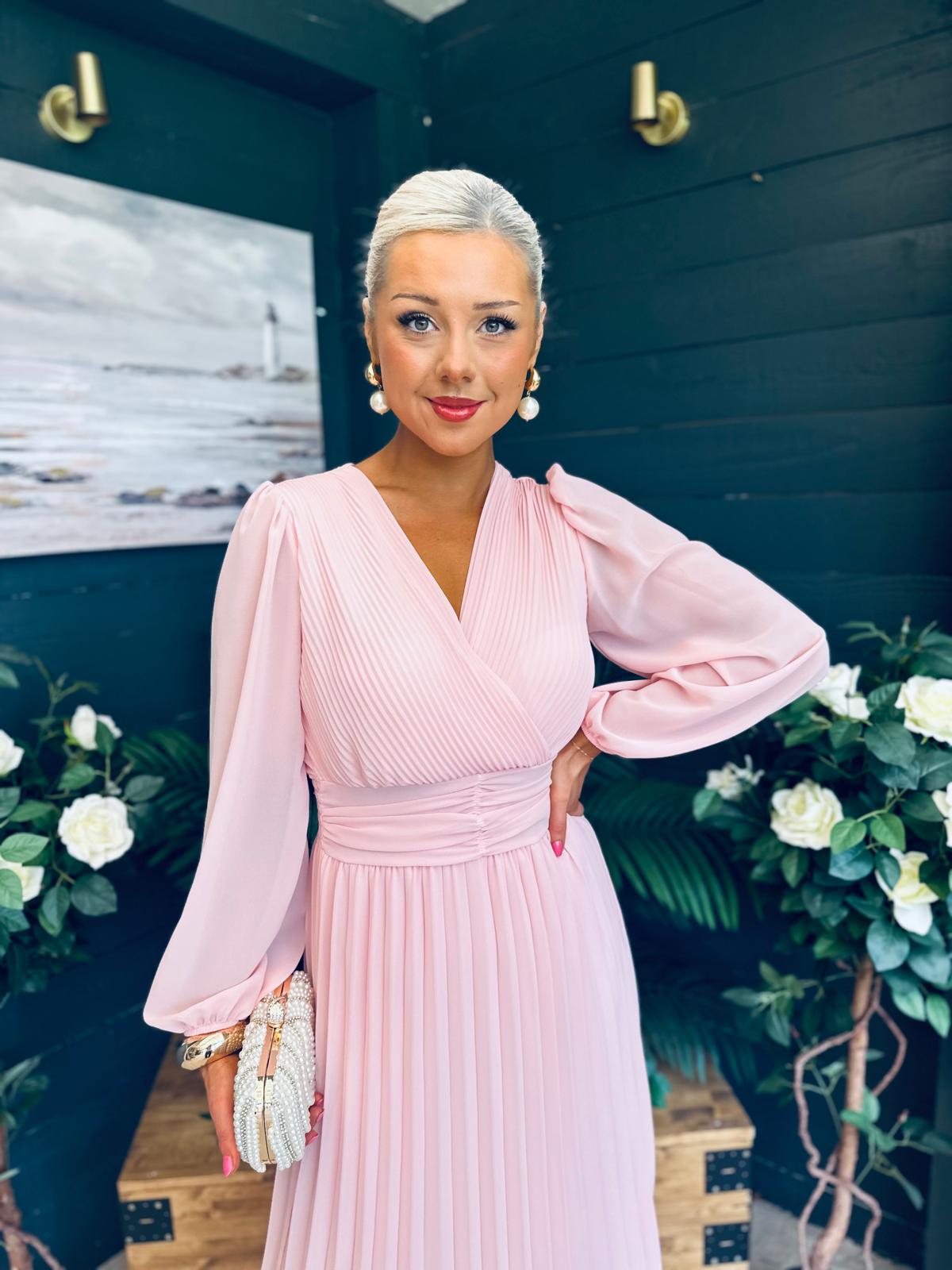 Blaire Banded Midi Dress Baby Pink