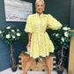 Monika Detailed Occasion Mini Dress Yellow