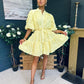 Monika Detailed Occasion Mini Dress Yellow