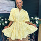 Monika Detailed Occasion Mini Dress Yellow