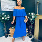 Fiadh Bardot Detail Occasion Dress Cobalt