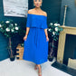 Fiadh Bardot Detail Occasion Dress Cobalt