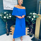 Fiadh Bardot Detail Occasion Dress Cobalt